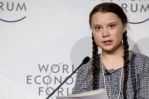 Greta Thunberg speaks at World Economic Forum, Davos, Switzerland, Jan. 2019