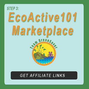 Blue-green button next to EA101 logo showing sunlight nature with family, and words that say, “EcoActive101 Marketplace“